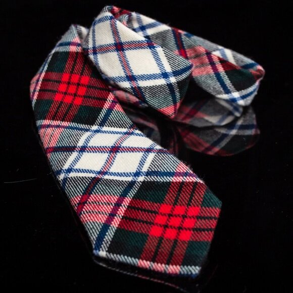 Vintage Macquarrie Modern Tartan Wool Tie By Lacharron Red/Green/White Plaid 3” - Picture 4 of 7